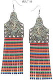Colorful Printed Tassel Earrings